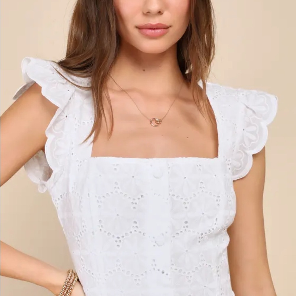 Lulu's White Eyelet Mini Dress - Picture 2 of 4